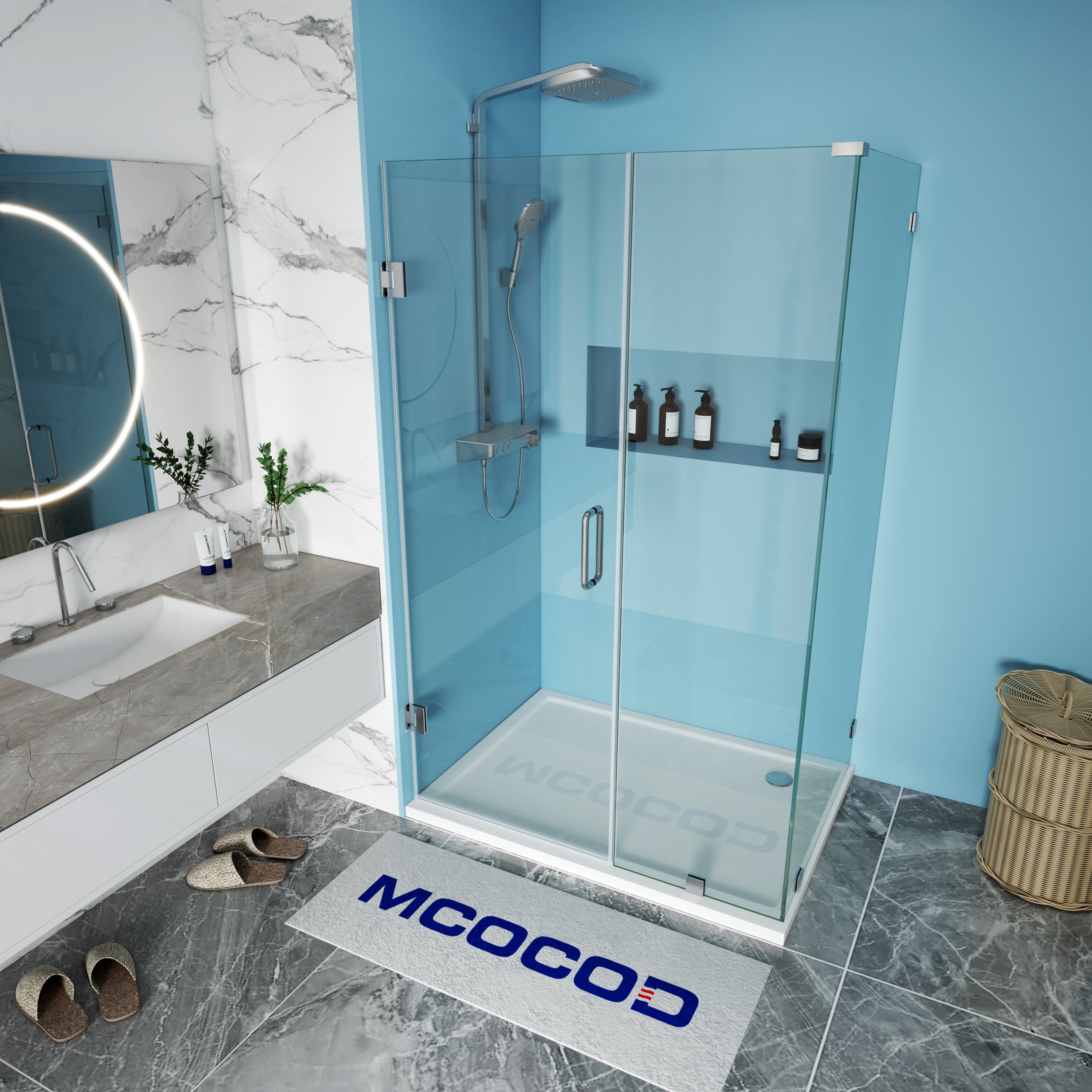 Rectangular Shower Design MCOCOD® Customize Frameless Rectangle Shower Enclosure - H06-01
