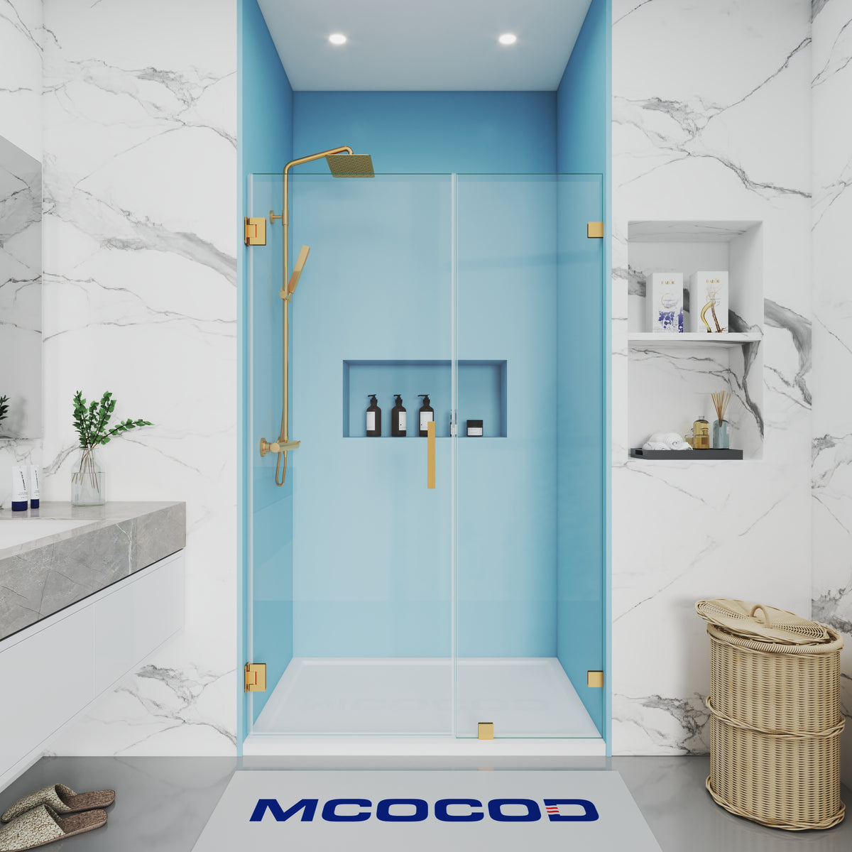 MCOCOD H06-02 Customize Frameless Swing Shower Door in Brushed Gold