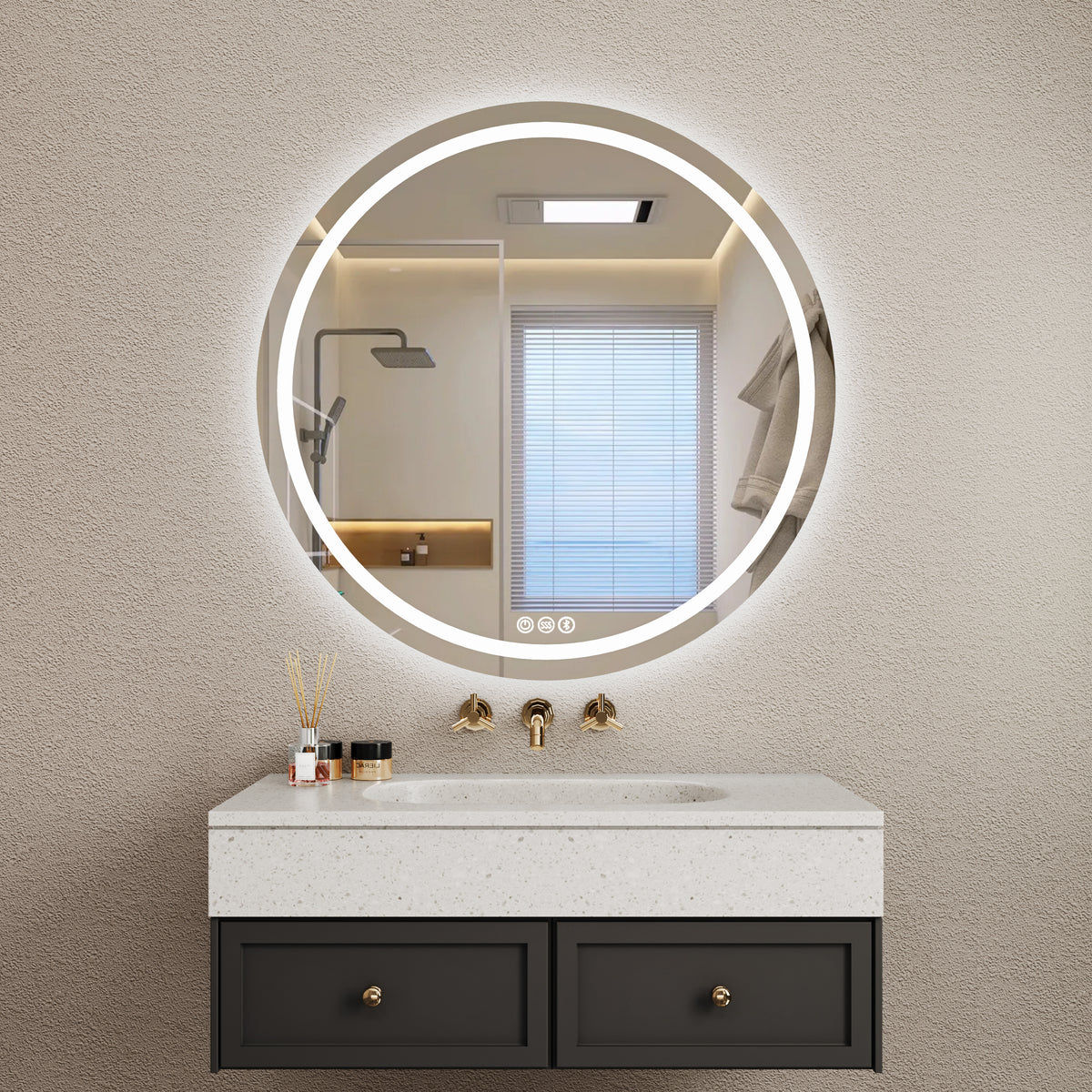 MCOCOD LED Bathroom Mirror - 32" Round LED Bathroom Mirror with Lights