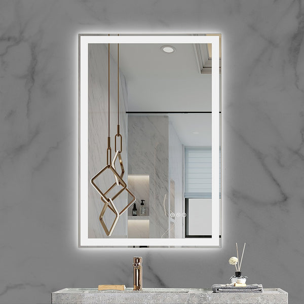 MCOCOD LED Bathroom Mirror - Framed Gradient Front and Backlit LED Mirror