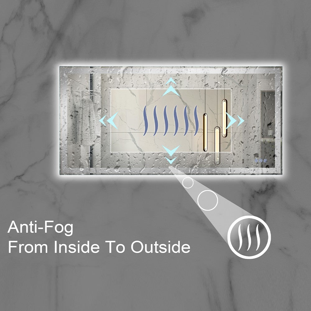 MCOCOD LED Bathroom Mirror - Framed Gradient Front and Backlit LED Mirror with Anti-Fog Inside or Outside