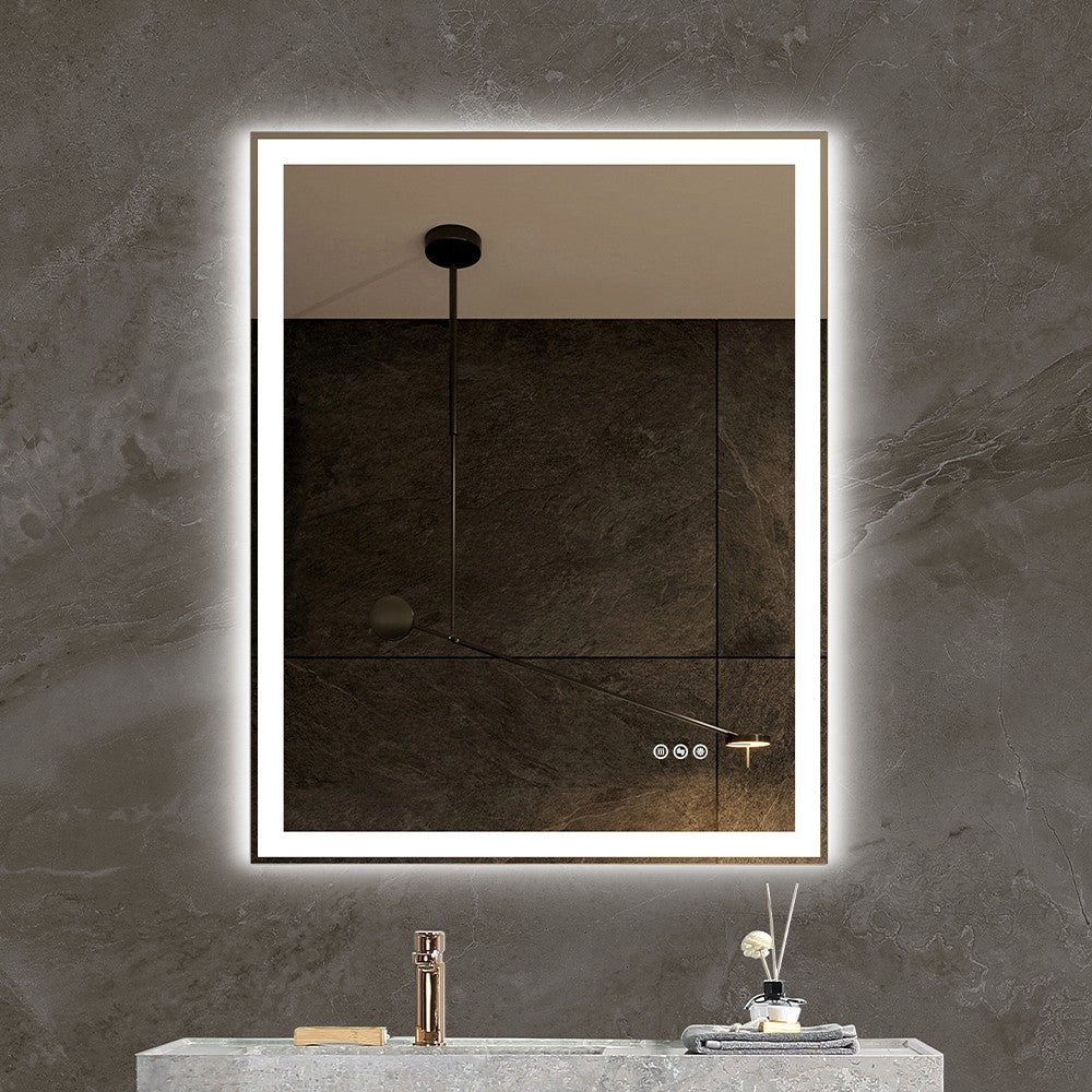 MCOCOD LED Bathroom Mirror - Framed Gradient Front and Backlit LED Vanity Mirror