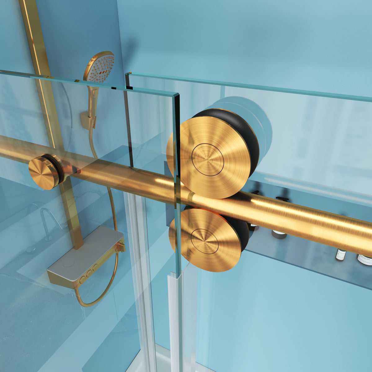 MCOCOD SS04 Single Sliding Frameless Shower Door with Guide Rail
