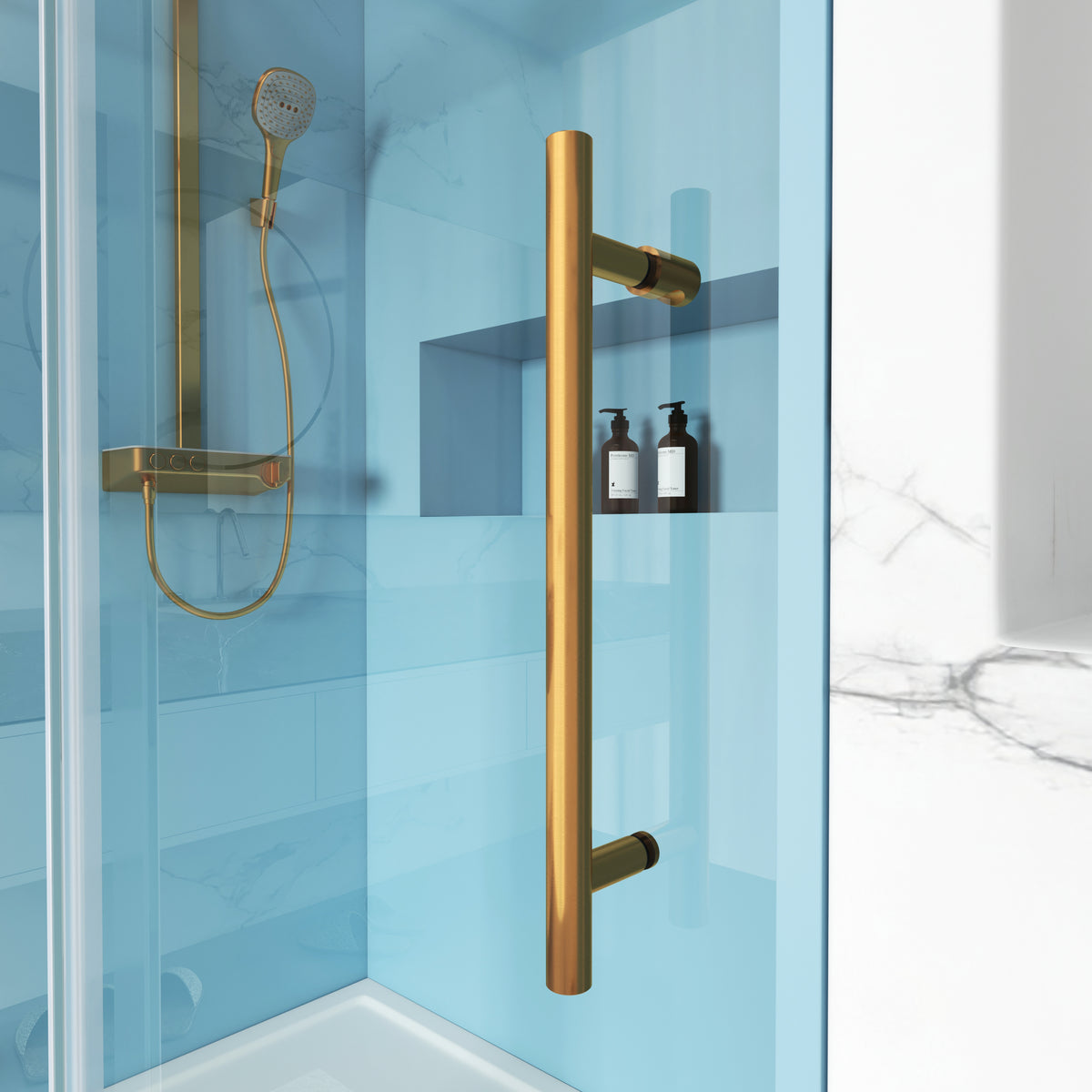 MCOCOD SS04 Single Sliding Frameless Shower Door with Handle Bar