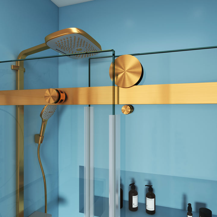 MCOCOD SS05 Bathtub Shower Doors - Single Sliding Frameless Bathtub Shower Door with Top Rail Rollers