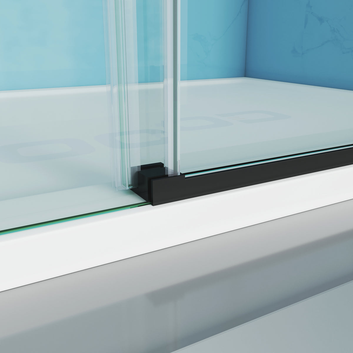 MCOCOD SS12 Bathtub Shower Doors - Soft-Closing Single Sliding Frameless Bathtub Shower Door with Guide Block