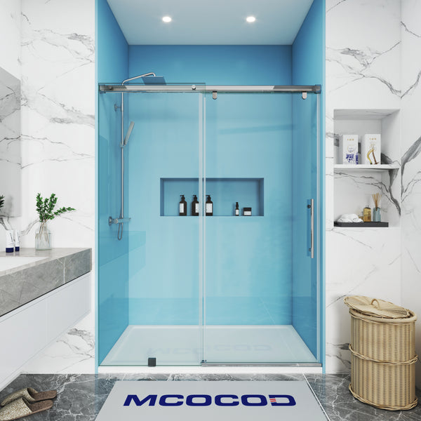 MCOCOD SS12 Soft-Closing Single Sliding Frameless Shower Door in Chrome