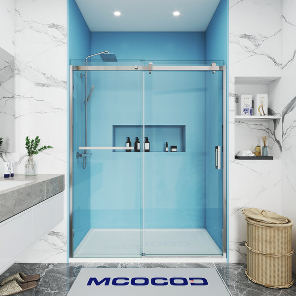 MCOCOD SS13S Single Sliding Semi Frameless Shower Door in Chrome