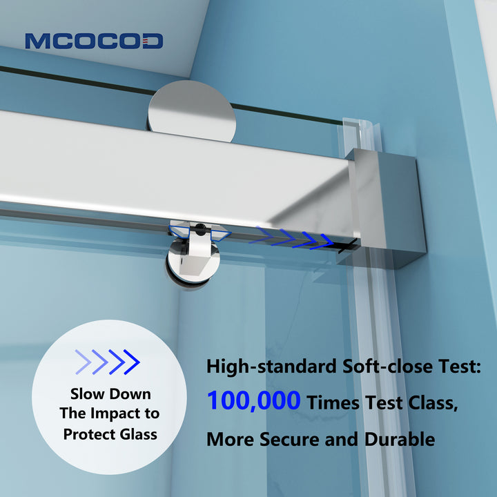 MCOCOD SS13 Bathtub Shower Doors - Soft-Closing Single Sliding Frameless Bathtub Shower Door with High-standard Soft-closing System