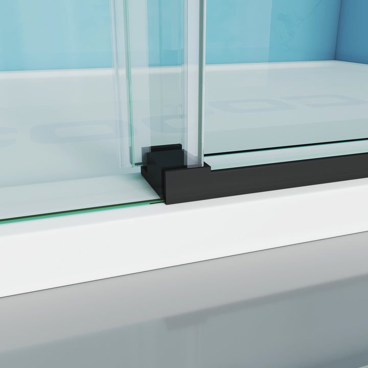 MCOCOD SS14 Bathtub Shower Doors - Soft-Closing Single Sliding Bathtub Shower Door with Guide Block and Anti-splash Threshold