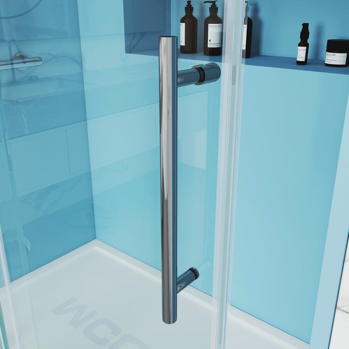 MCOCOD SS14 Bathtub Shower Doors - Soft-Closing Single Sliding Bathtub Shower Door with Handle Bar