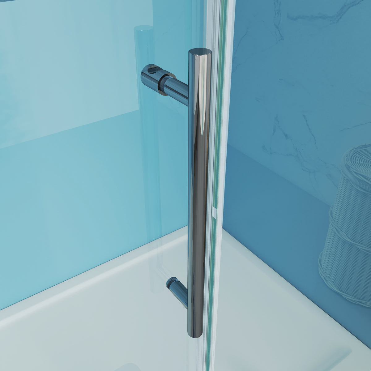 MCOCOD Soft-Closing Single Sliding Frameless Shower Doors with 304 Stainless Steel Handle Bar SS12-3