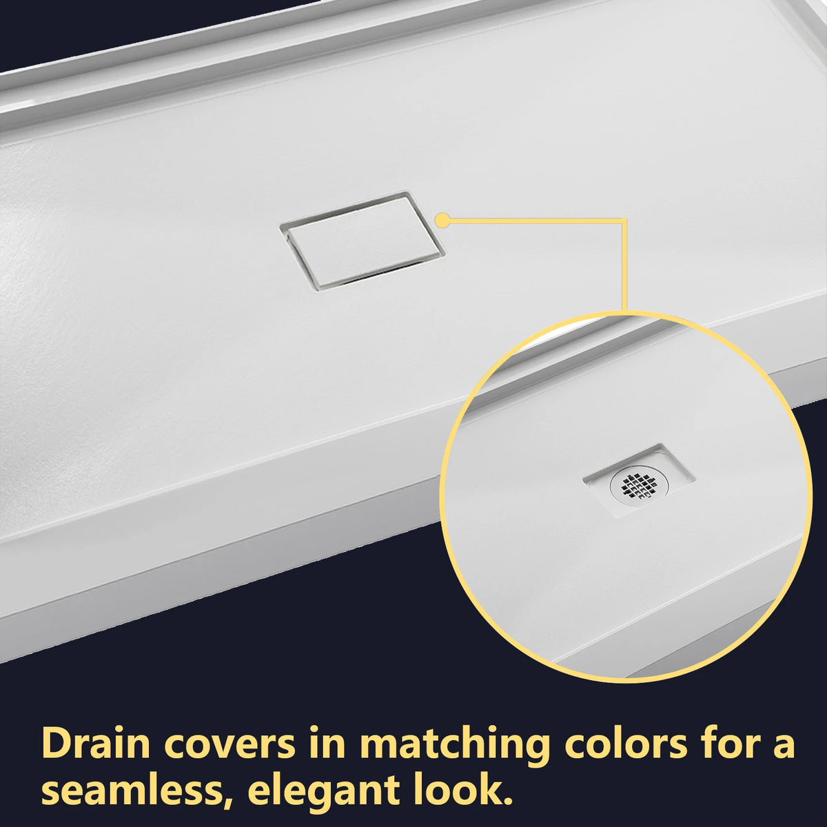 MCOCOD® Middle Drain with Edges Shower Base in SMC