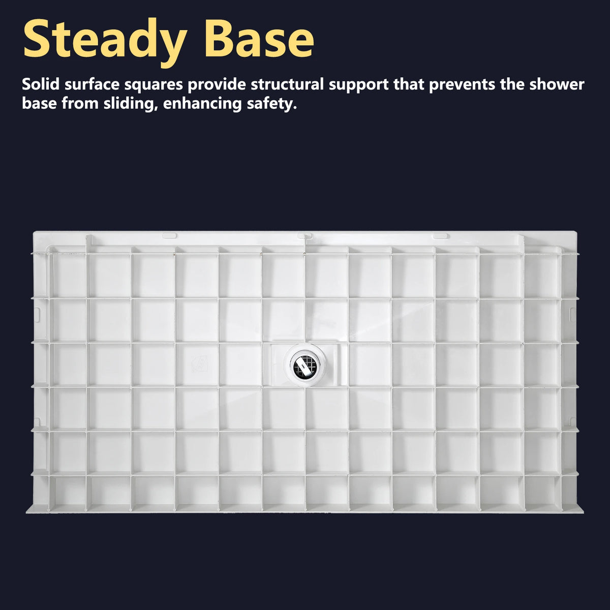 MCOCOD® Middle Drain with Edges Shower Base in SMC
