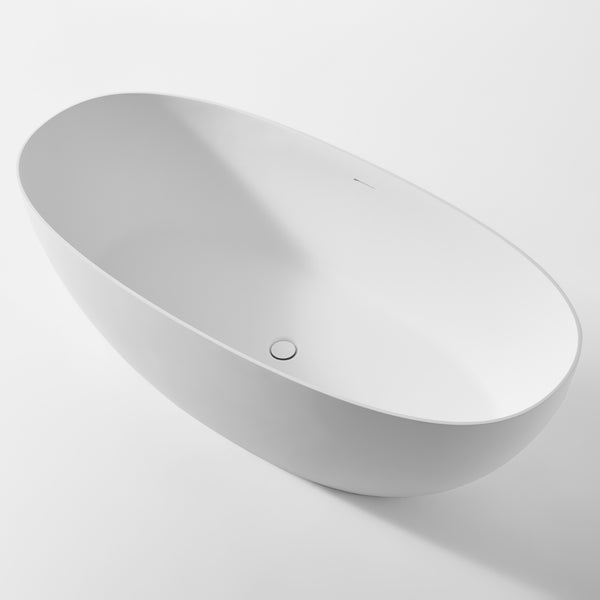 Oval Acrylic Solid Surface Bathtub in Matt White Pure
