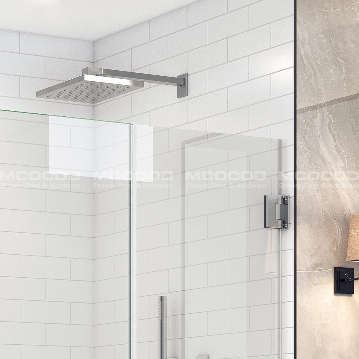 MCOCOD® Customize Large Openings Spaces SS04+H06-04 for Single Sliding Bathtub Shower Door and Frameless Swing Glass Door