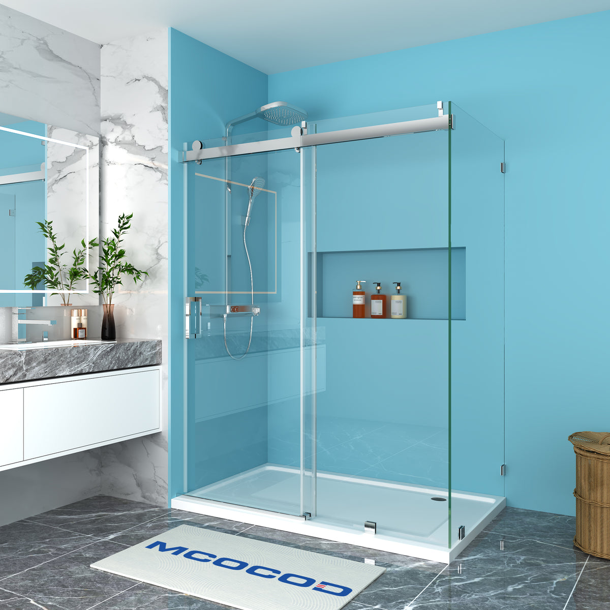 Customize Soft-Closing Single Sliding Frameless Shower Enclosure - SS08-01