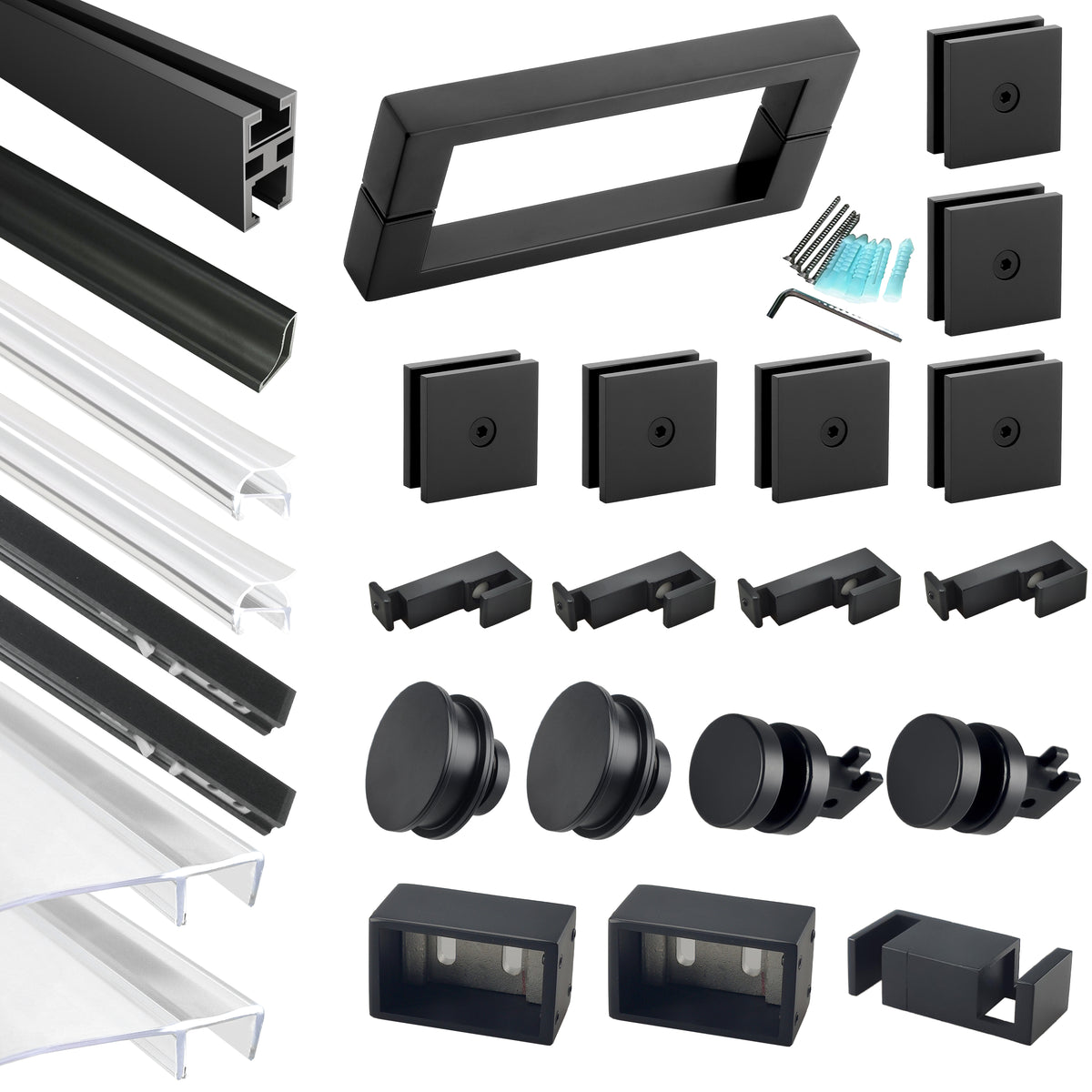 MCOCOD® Hardware Kit for Large Openings Spaces Soft-Closing Single Sliding Frameless Shower Door Suitable for 3/8" Glass