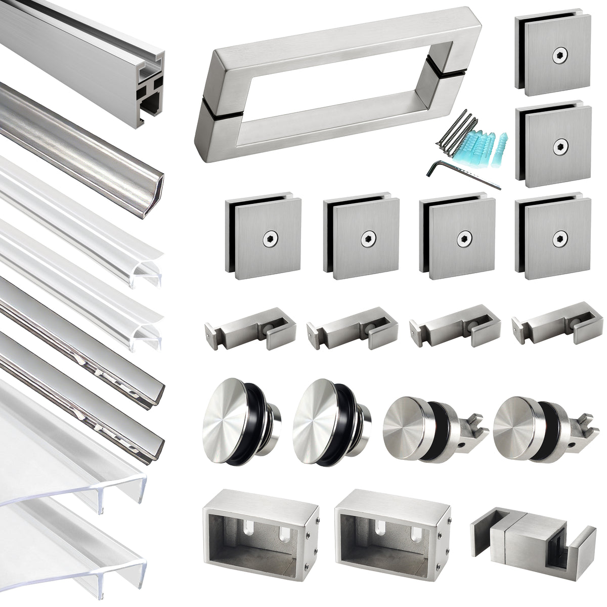 MCOCOD® Hardware Kit for Large Openings Spaces Soft-Closing Single Sliding Frameless Shower Door Suitable for 3/8" Glass