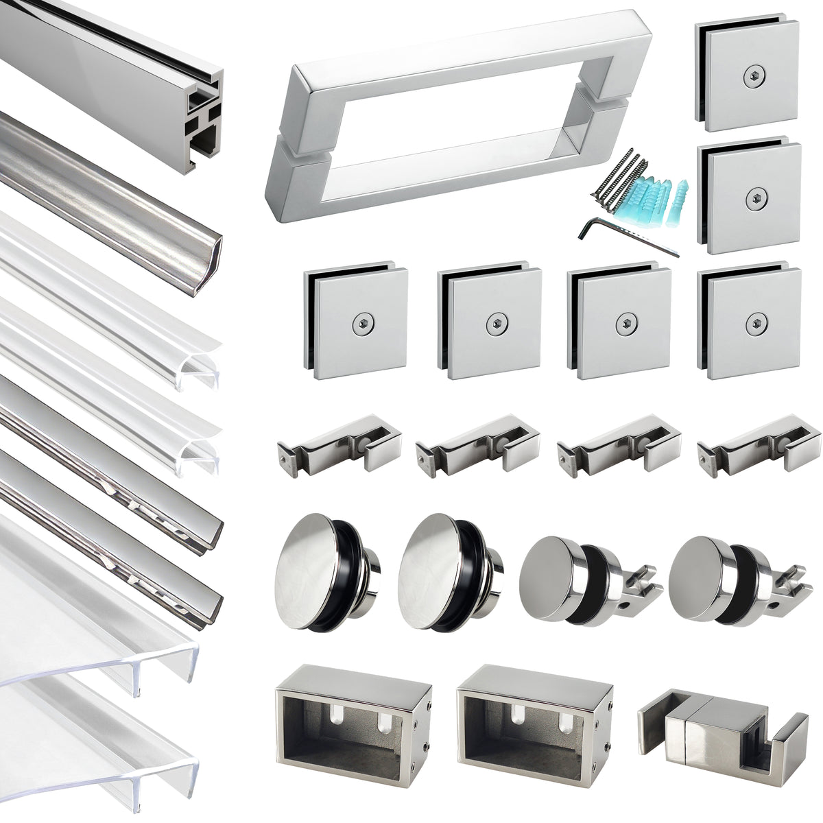 MCOCOD® Hardware Kit for Large Openings Spaces Soft-Closing Single Sliding Frameless Shower Door Suitable for 3/8" Glass
