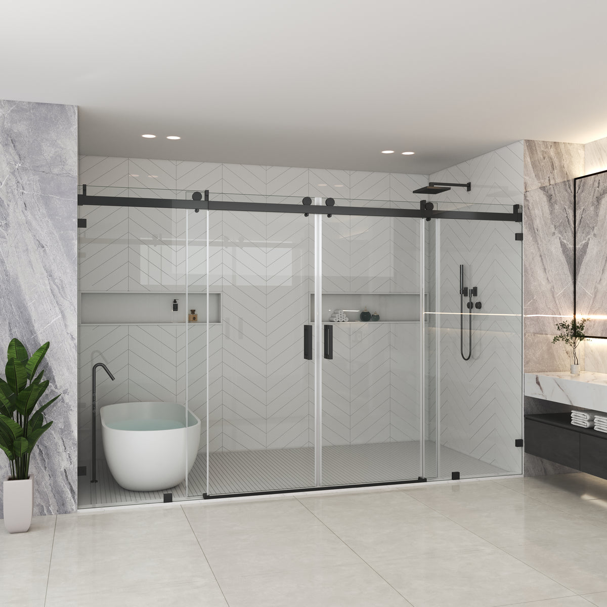 MCOCOD® Customize for Middle Symmetrical Sliding Frameless Door Open Soft-Closing - SS08-4
