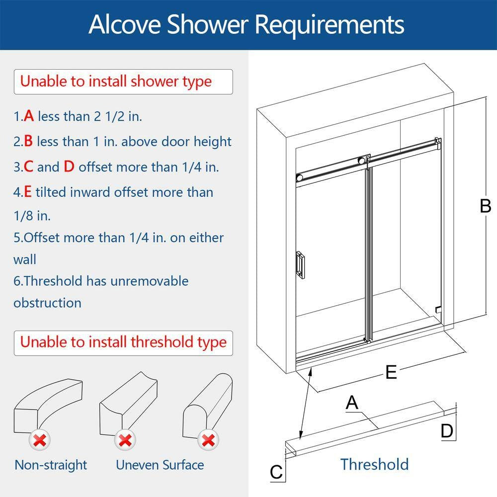 MCOCOD® Soft-Closing Single Sliding Frameless Shower Door - SS08