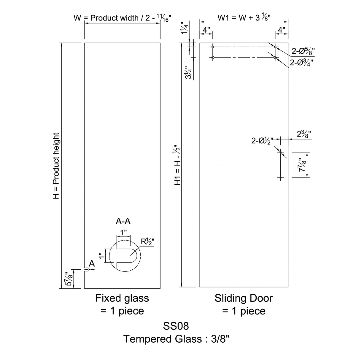 MCOCOD® Hardware Kit for Large Openings Spaces Soft-Closing Single Sliding Frameless Shower Door Suitable for 3/8" Glass