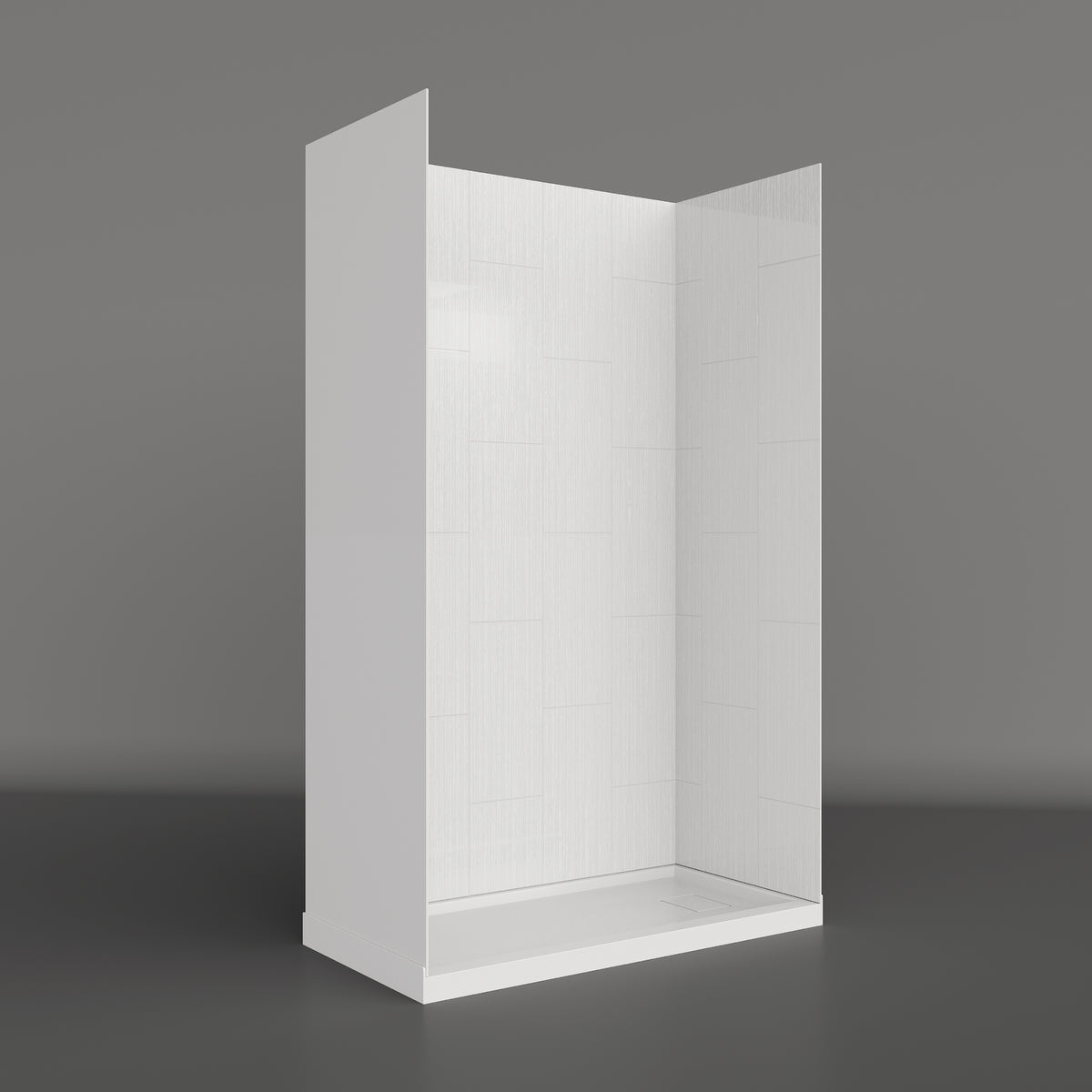 MCOCOD® Three Piece Glue Up Shower Surrounds Vertical Big Rectangle in White Acrylic Solid Surface