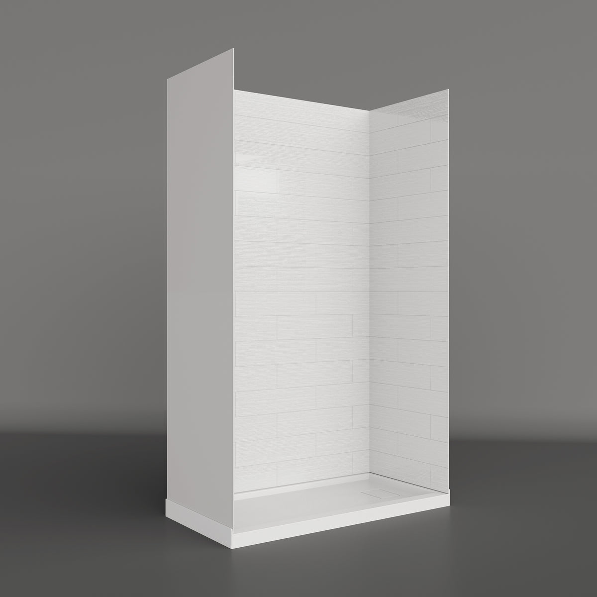 MCOCOD® Three Piece Glue Up Shower Surrounds Horizontal Big Rectangle in Matte White with Brushed Fine Texture