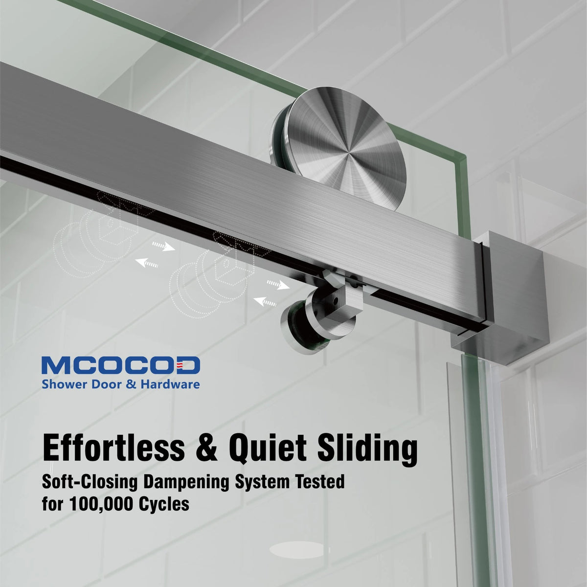 MCOCOD® DS13 Double Sliding Frameless Shower Door with Optional Soft-Close & Two Towel Bars