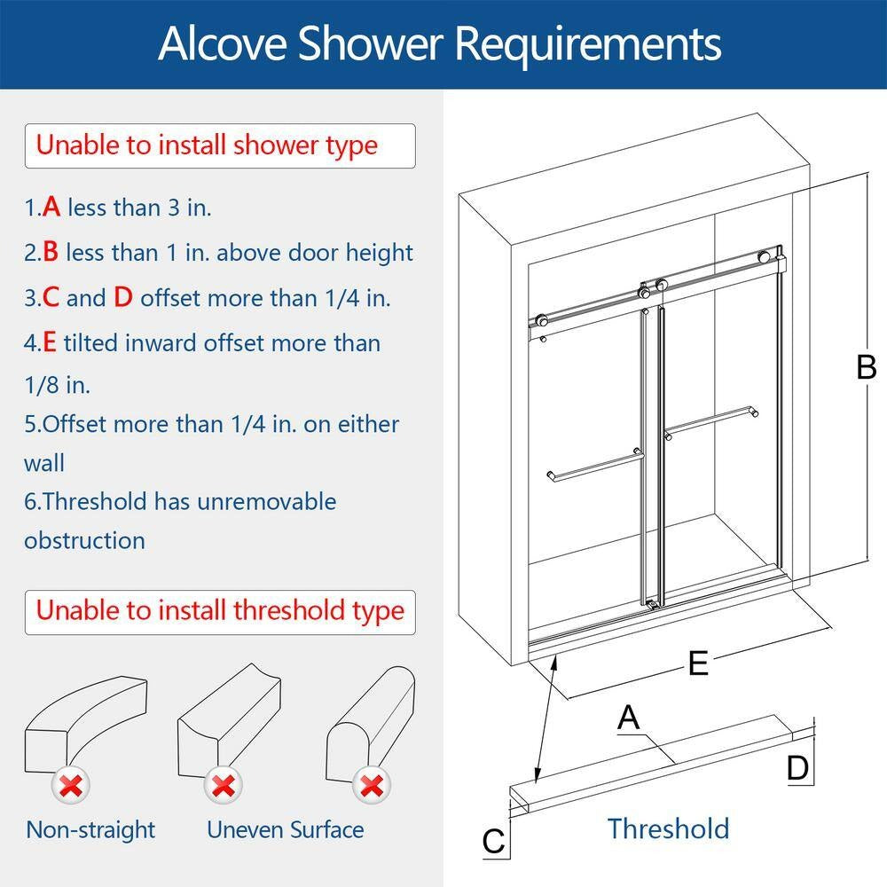 MCOCOD® Soft-Closing Double Sliding Frameless Shower Door with One Finger Pull - DS13H